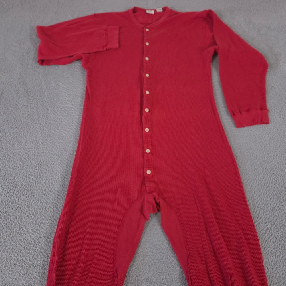 VINTAGE GAP Union Suit Mens L Red Waffle Knit Cotton Thermal Union Suit 90s Y2K